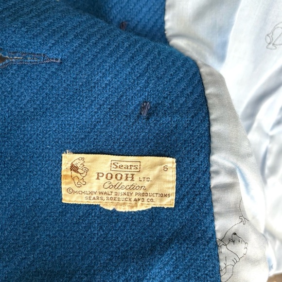 Vintage Winnie The Pooh Sears Collection Blue Childs Boy Wool Blazer Sz 6 Disney - Picture 2 of 7